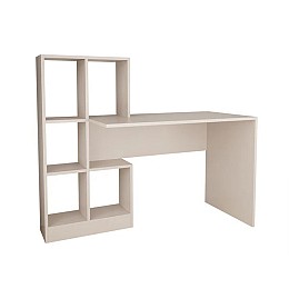 Γραφείο εργασίας με βιβλιοθήκη Dustin pakoworld σε απόχρωση ανοιχτό γκρι 118x56x112εκ