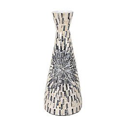 ΕΠΙΤΡΑΠΕΖΙΟ ΒΑΖΟ ΑΠΟ BAMBOO-ΚΟΧΥΛΙ Fylliana FL03 ΓΚΡΙ-ΛΕΥΚΟ ΧΡΩΜΑ 20x50εκ