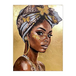 ΠΙΝΑΚΑΣ ΣΕ ΚΑΜΒΑ Fylliana "African lady" ΜΠΕΖ-ΚΑΦΕ-ΓΚΡΙ 60x3x80εκ