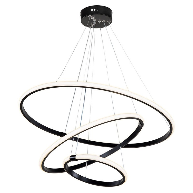 Φωτιστικό οροφής τρίφωτο PWL-1156 pakoworld LED 60-80W μαύρο Φ60x75cm