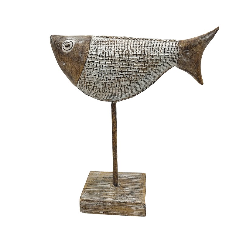 ΔΙΑΚΟΣΜΗΤΙΚΟ ΨΑΡΙ ΣΕ STAND Fylliana ΚΑΦΕ-ΛΕΥΚΟ ΧΡΩΜΑ 17.5x5.6x22εκ