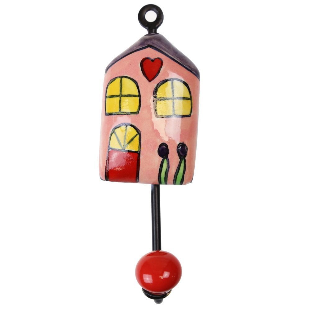 Γάντζος κεραμικό σπίτι 5x14εκ.- Ροζ