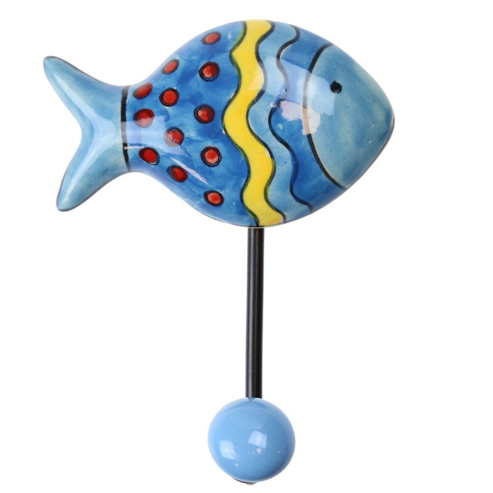 Γάντζος κεραμικός Ψάρι 10x12εκ.- Wave μπλε