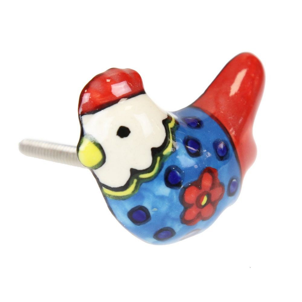 Πόμολο κεραμικό Κόκορας 5x3,5εκ. - Μπλε σιέλ