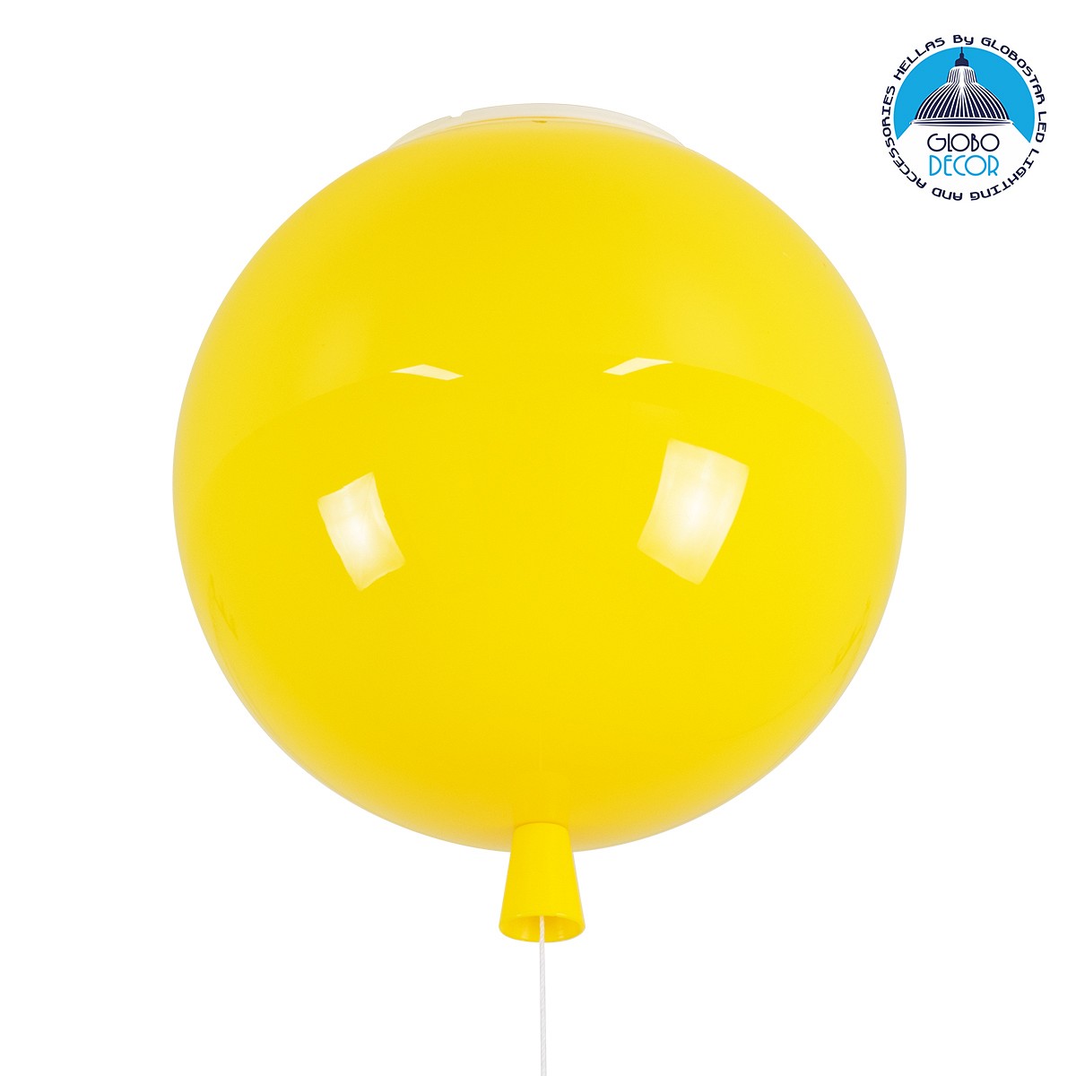 GLOBOSTAR® BALLOON 00651 Παιδικό Φωτιστικό Οροφής με Ντουί 1 x E27 AC 220-240V IP20 - Κίτρινο - Μ30 x Π30 x Υ33cm