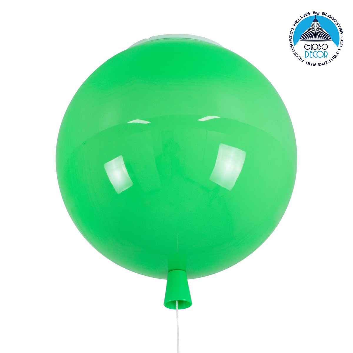 GLOBOSTAR® BALLOON 00653 Παιδικό Φωτιστικό Οροφής με Ντουί 1 x E27 AC 220-240V IP20 - Πράσινο - Μ30 x Π30 x Υ33cm