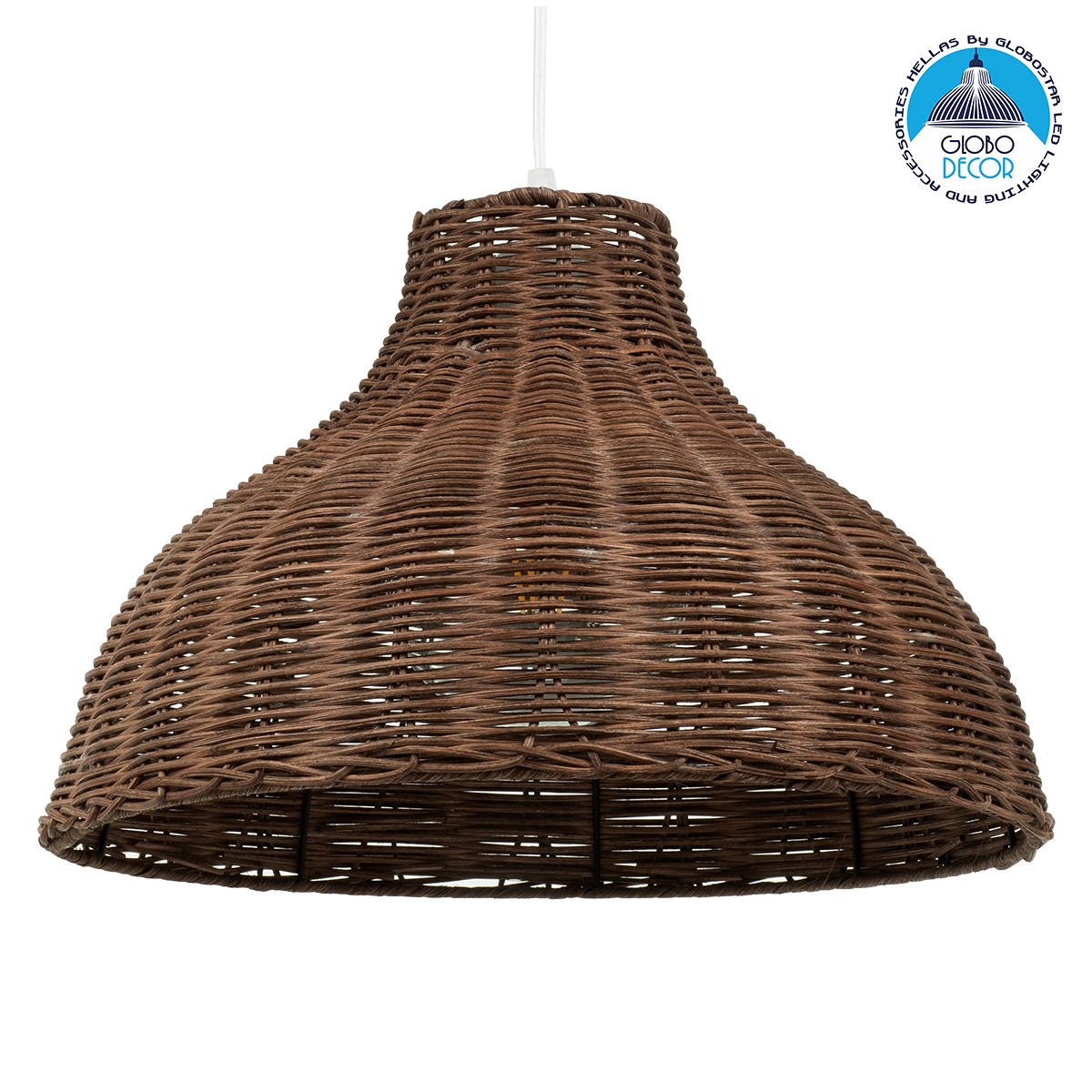 GLOBOSTAR® MAYOTTE 00725 Boho Κρεμαστό Φωτιστικό Οροφής με Ντουί 1 x E27 AC 220-240V IP20 - Καφέ - Μ40 x Π40 x Υ28cm