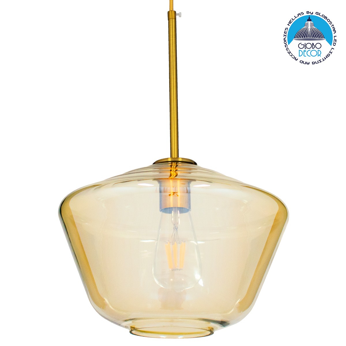 GLOBOSTAR® AMARIS 00870 Μοντέρνο Κρεμαστό Φωτιστικό Οροφής με Ντουί 1 x E27 AC 220-240V IP20 - Μελί & Χρυσό - Μ30 x Π30 x Y22cm