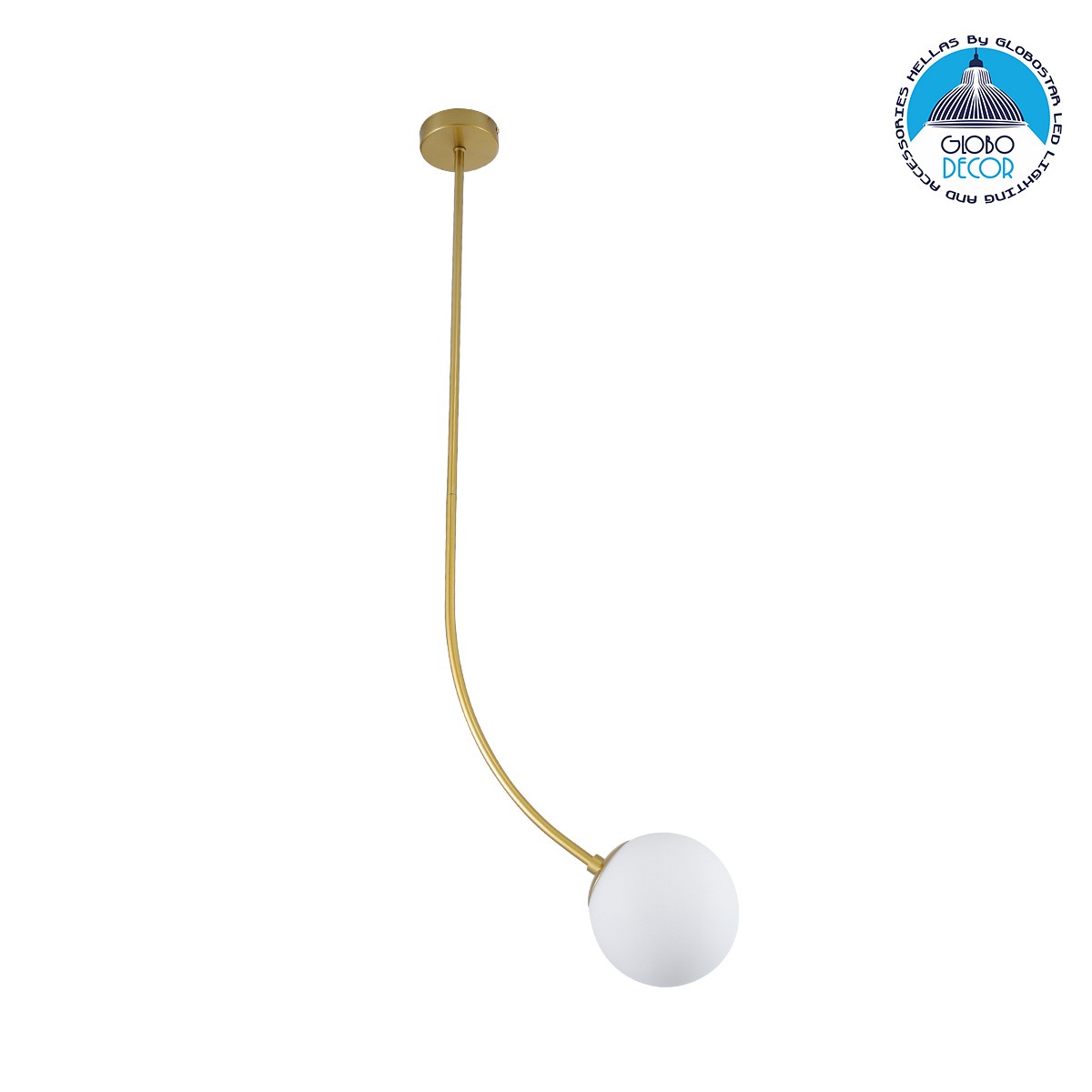 GLOBOSTAR® DRIZZLE 00922 Μοντέρνο Φωτιστικό Οροφής με Ντουί 1 x E27 AC 220-240V IP20 - Λευκό & Χρυσό - Μ15 x Π15 x Υ70cm