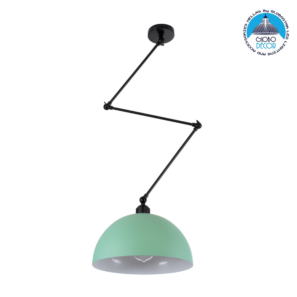 GLOBOSTAR® LOTUS 00936 Μοντέρνο Φωτιστικό Οροφής με Ντουί 1 x E27 AC 220-240V IP20 - Τιρκουάζ & Μαύρο - Μ30 x Π30 x Υ21cm