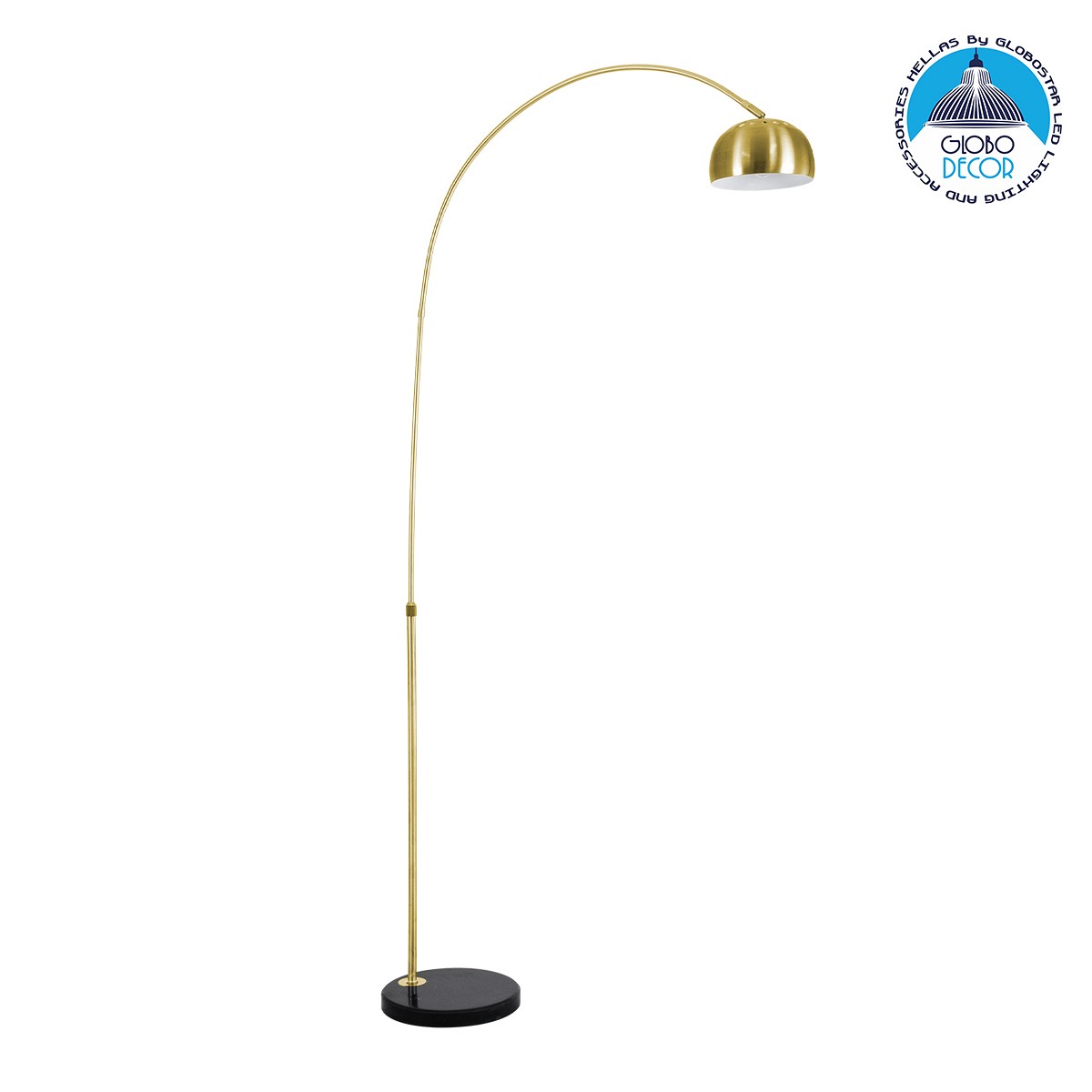 GloboStar® PRAGUE 00991 Μοντέρνο Επιδαπέδιο Φωτιστικό Μονόφωτο 1 x E27 IP20 Χρυσό Μέταλλο με Μαύρο Μάρμαρο - Μ90 x Π29.5 x Υ180cm
