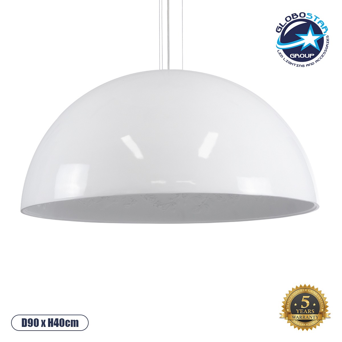 GLOBOSTAR® SERENIA 01273 Μοντέρνο Κρεμαστό Φωτιστικό Οροφής με Ντουί 1 x E27 AC 220-240V IP20 - Λευκό - Μ90 x Π90 x Y40cm