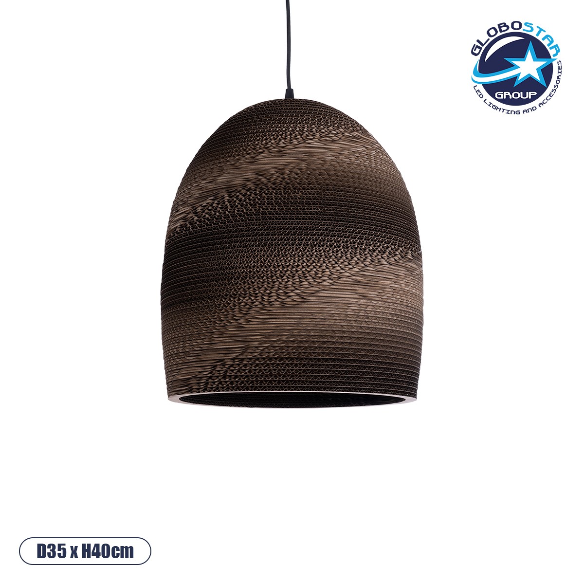 GLOBOSTAR® SANTORINI 01296 Boho Κρεμαστό Φωτιστικό Οροφής με Ντουί 1 x E27 AC 220-240V IP20 - Καφέ - Μ35 x Π35 x Υ40cm