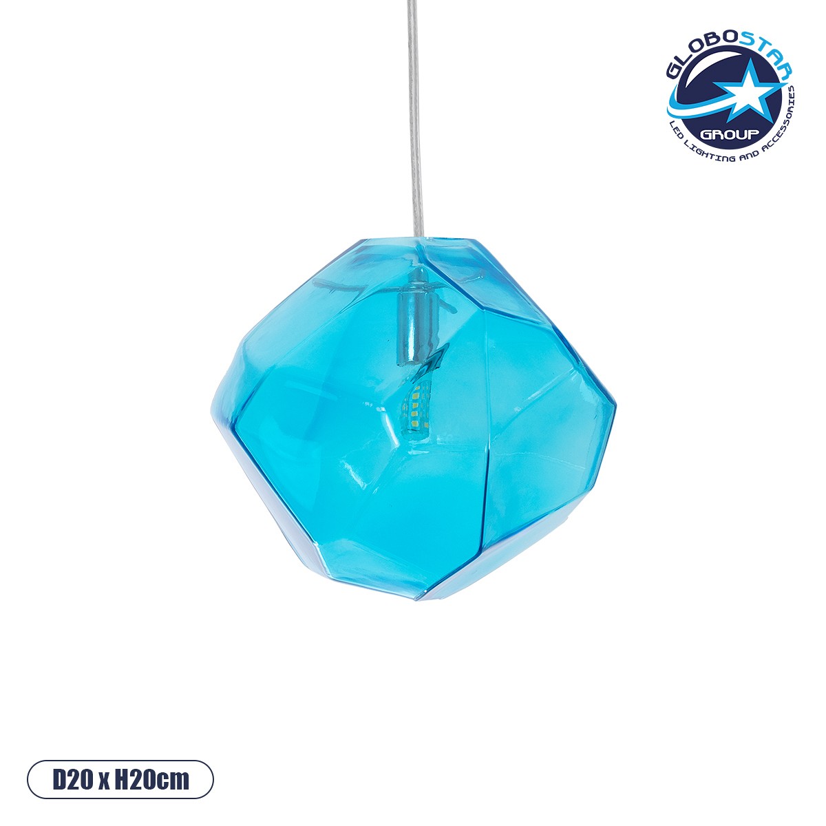 GLOBOSTAR® RINA 01306 Μοντέρνο Κρεμαστό Φωτιστικό Οροφής με Ντουί 1 x G9 AC 220-240V IP20 - Γαλάζιο - Μ20 x Π20 x Υ20cm