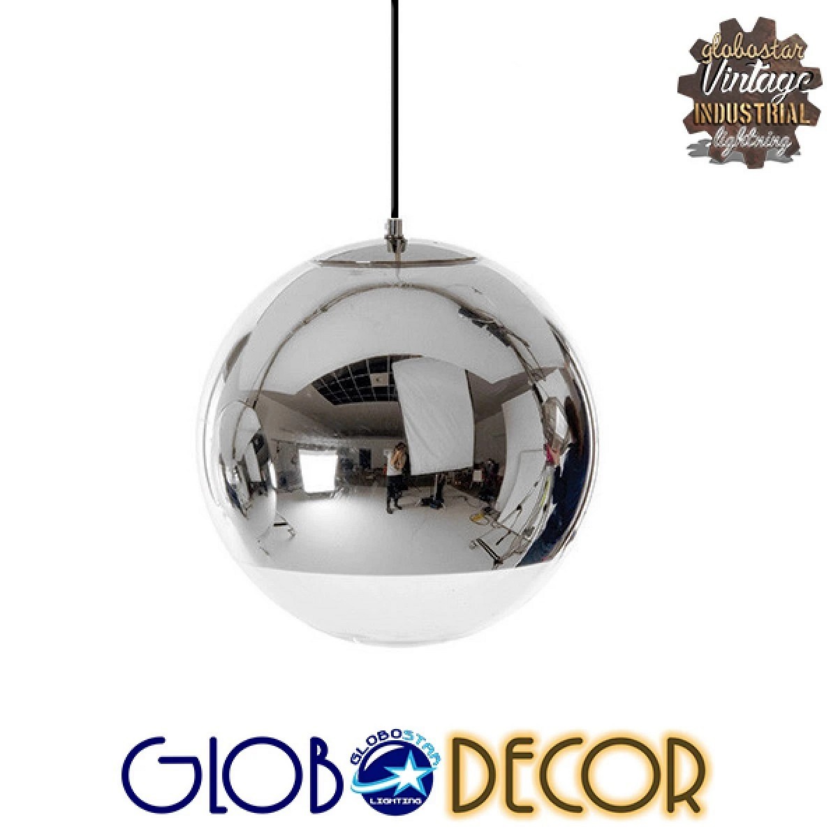 GLOBOSTAR® MIRAGE 01311 Μοντέρνο Κρεμαστό Φωτιστικό Οροφής με Ντουί 1 x E27 AC 220-240V IP20 - Χρώμιο - Μ15 x Π15 x Υ13cm