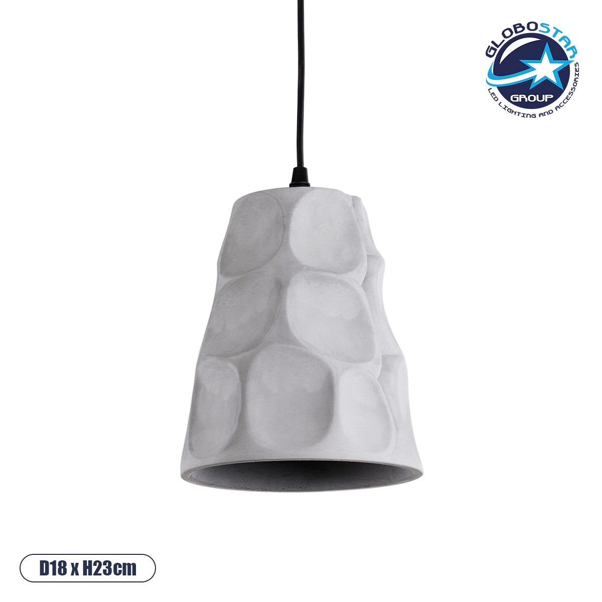 GLOBOSTAR® TRIBECA 01327 Μοντέρνο Κρεμαστό Φωτιστικό Οροφής με Ντουί 1 x E27 AC 220-240V IP20 - Γκρι - Μ18 x Π18 x Υ23cm