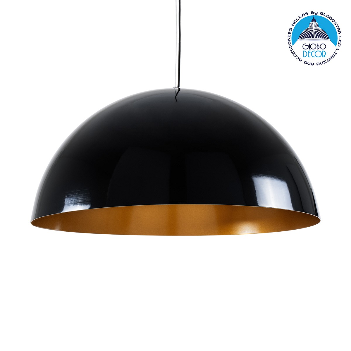 GLOBOSTAR® DIADEMA 01342 Μοντέρνο Κρεμαστό Φωτιστικό Οροφής με Ντουί 1 x E27 AC 220-240V IP20 - Μαύρο & Χρυσό - Μ60 x Π60 x Υ30cm