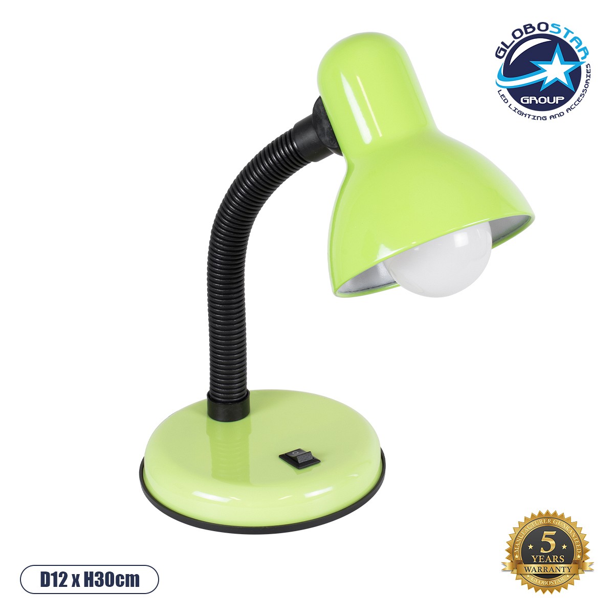 GloboStar® STUDENT 01533 Μοντέρνο Επιτραπέζιο Φωτιστικό Πορτατίφ Μονόφωτο 1 x E27 IP20 Πράσινο Μέταλλο με Μαύρο Πλαστικό - Μ12 x Π12 x Υ32cm