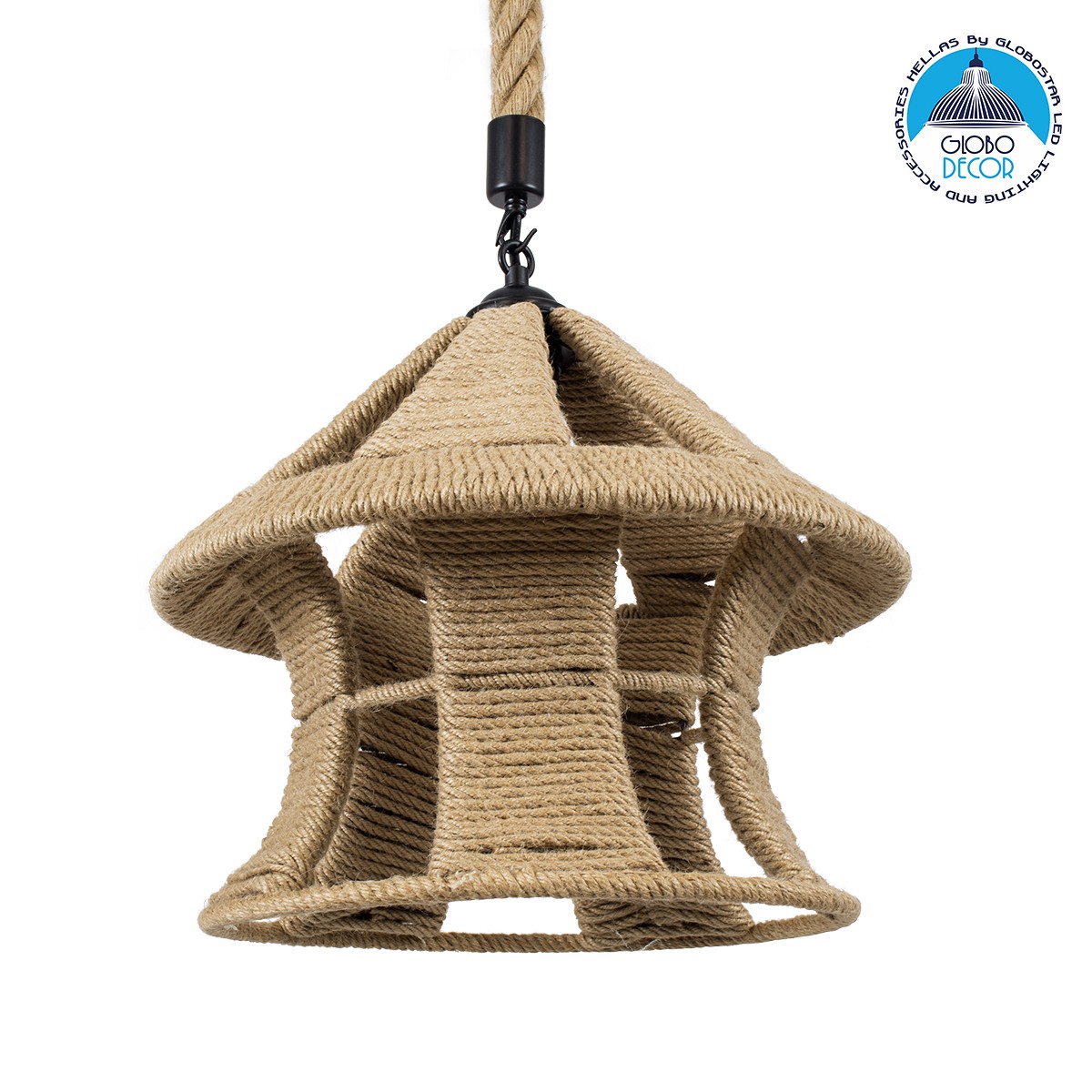 GLOBOSTAR® SOLITARIO 01606 Boho Κρεμαστό Φωτιστικό Οροφής με Ντουί 1 x E27 AC 220-240V IP20 - Μπεζ - Μ36 x Π36 x Y30cm