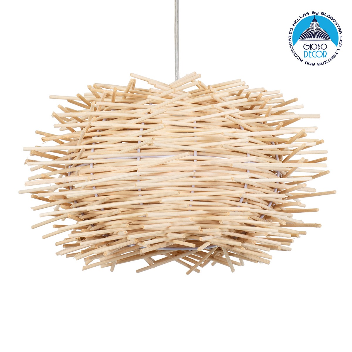 GLOBOSTAR® MINORCA 01730 Boho Κρεμαστό Φωτιστικό Οροφής με Ντουί 1 x E27 AC 220-240V IP20 - Μπεζ - Μ35 x Π35 x Y23cm