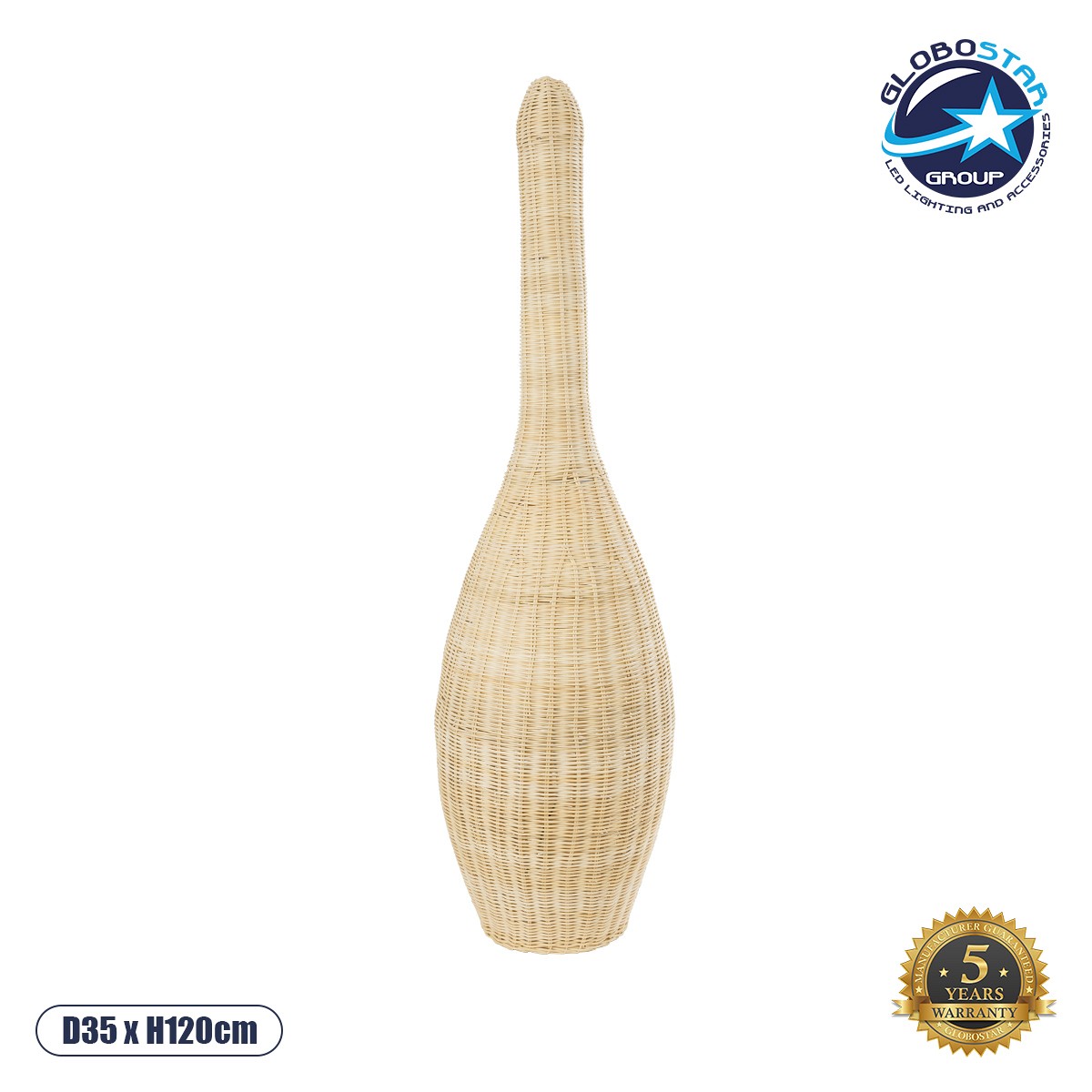 GLOBOSTAR® PARADIS 01844 Boho Επιδαπέδιο Φωτιστικό με Ντουί 1 x E27 AC 220-240V IP20 - Μπεζ - Μ35 x Π35 x Υ120cm