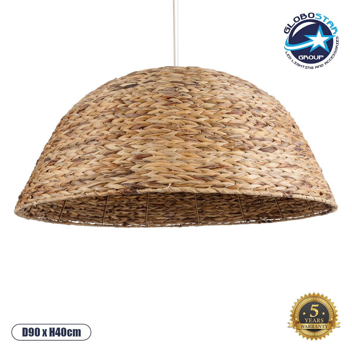GLOBOSTAR® MANGATA 01848 Boho Κρεμαστό Φωτιστικό Οροφής με Ντουί 1 x E27 AC 220-240V IP20 - Καφέ - Μ90 x Π90 x Υ40cm