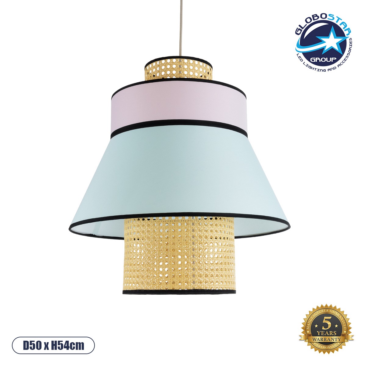 GLOBOSTAR® SAIGE 01920 Boho Κρεμαστό Φωτιστικό Οροφής με Ντουί 1 x E27 AC 220-240V IP20 - Πολύχρωμο - Μ50 x Π50 x Υ54cm