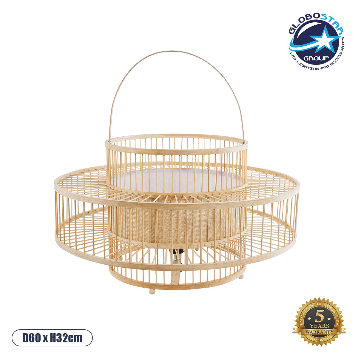 GloboStar® SORENIA 02004 Boho Επιδαπέδιο Φωτιστικό Μονόφωτο 1 x E27 IP20 Μπεζ Ξύλο - Μ60 x Π60 x Υ32cm