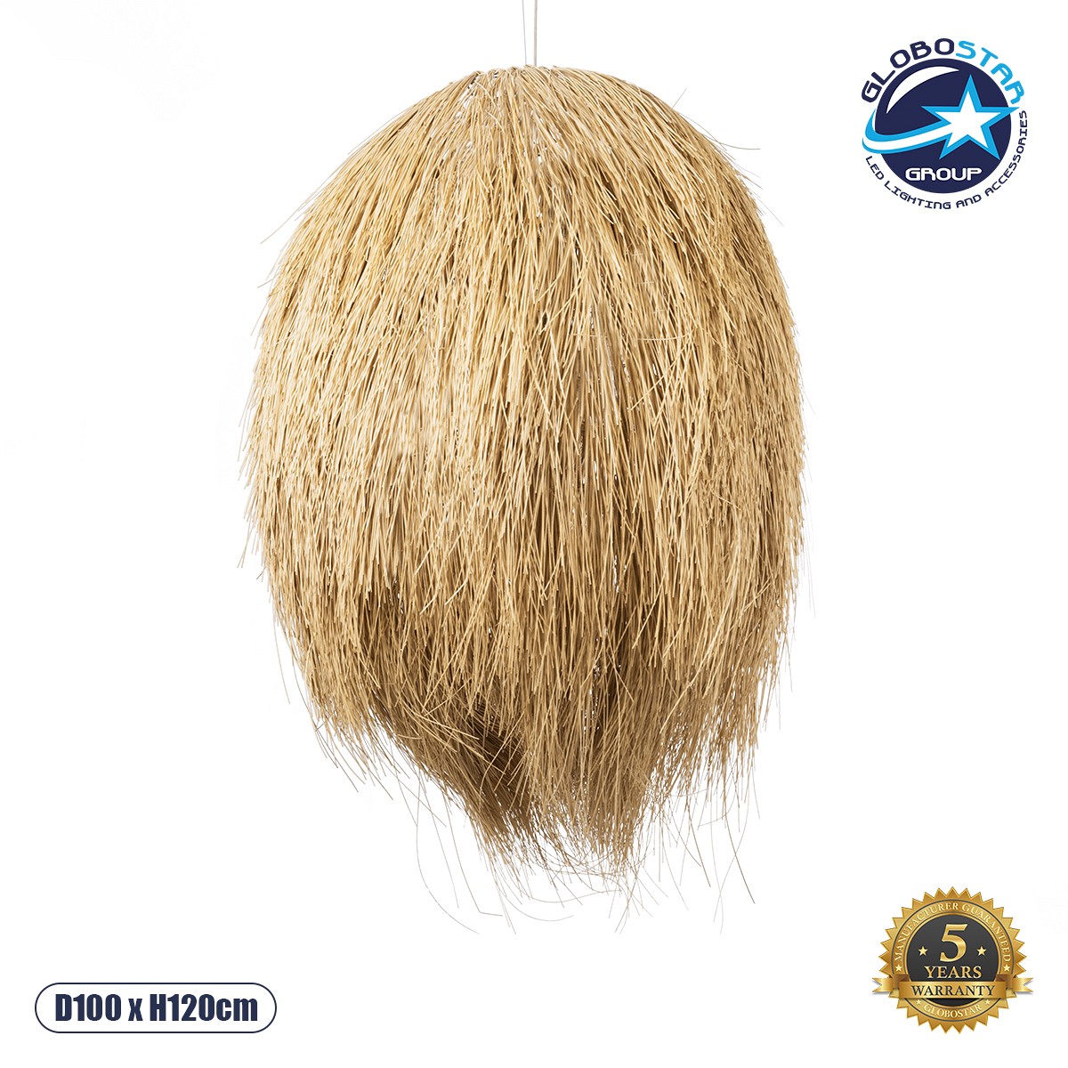 GLOBOSTAR® ARCHIPELAGO 02067 Boho Κρεμαστό Φωτιστικό Οροφής με Ντουί 1 x E27 AC 220-240V IP20 - Μπεζ - Μ100 x Π100 x Υ120cm