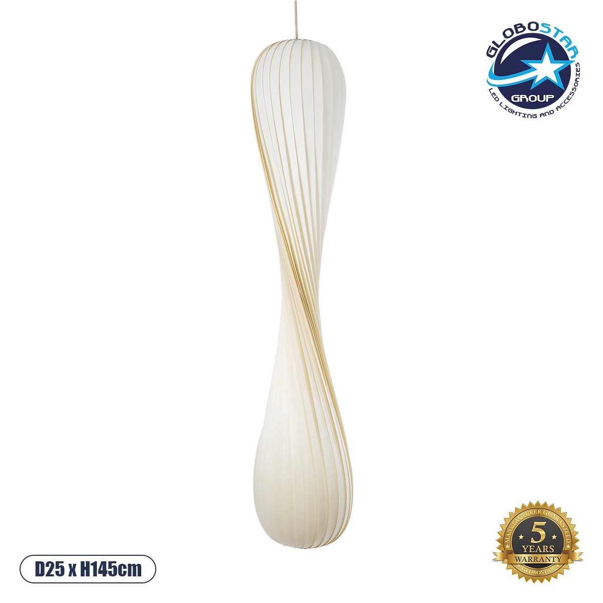 GLOBOSTAR® PRAIA 02317 Μοντέρνο Κρεμαστό Φωτιστικό Οροφής με Ντουί 2 x E27 AC 220-240V IP20 - Μπεζ & Λευκό - Μ25 x Π25 x Υ145cm