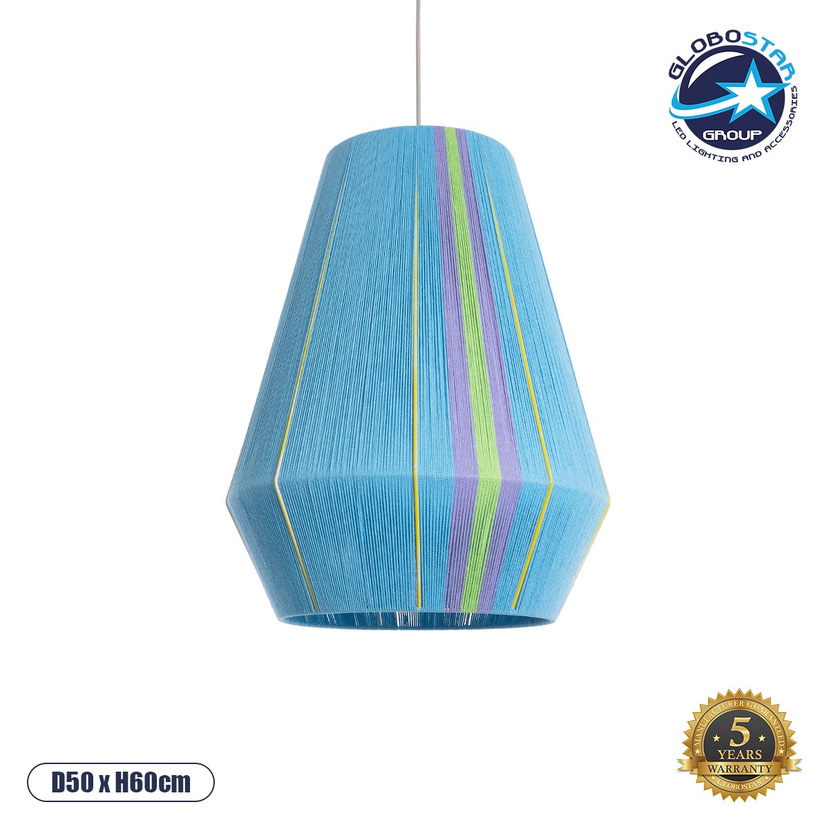 GLOBOSTAR® SALERNO 02336 Boho Κρεμαστό Φωτιστικό Οροφής με Ντουί 1 x E27 AC 220-240V IP20 - Πολύχρωμο - Μ50 x Π50 x Υ60cm
