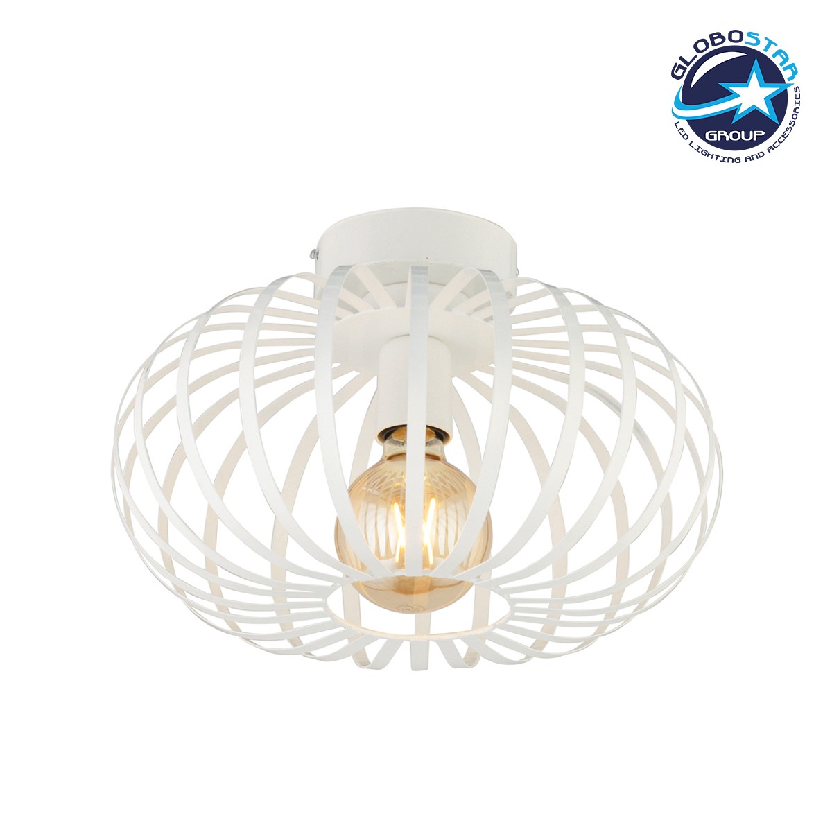 GLOBOSTAR® STAR 202-0052 Μοντέρνο Φωτιστικό Οροφής με Ντουί 1 x E27 AC 220-240V IP20 - Λευκό - Μ40 x Π40 x Υ27cm