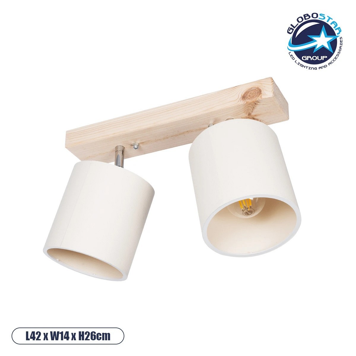 GLOBOSTAR® CUP 203-0059 Vintage Φωτιστικό Οροφής με Ντουί 2 x E27 AC 220-240V IP20 - Λευκό & Μπεζ - Μ42 x Π14 x Υ26cm