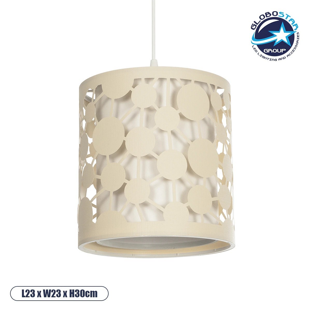 GLOBOSTAR® PETAL 203-0067 Μοντέρνο Κρεμαστό Φωτιστικό Οροφής με Ντουί 1 x E27 AC 220-240V IP20 - Μπεζ - Μ23 x Π23 x Υ30cm