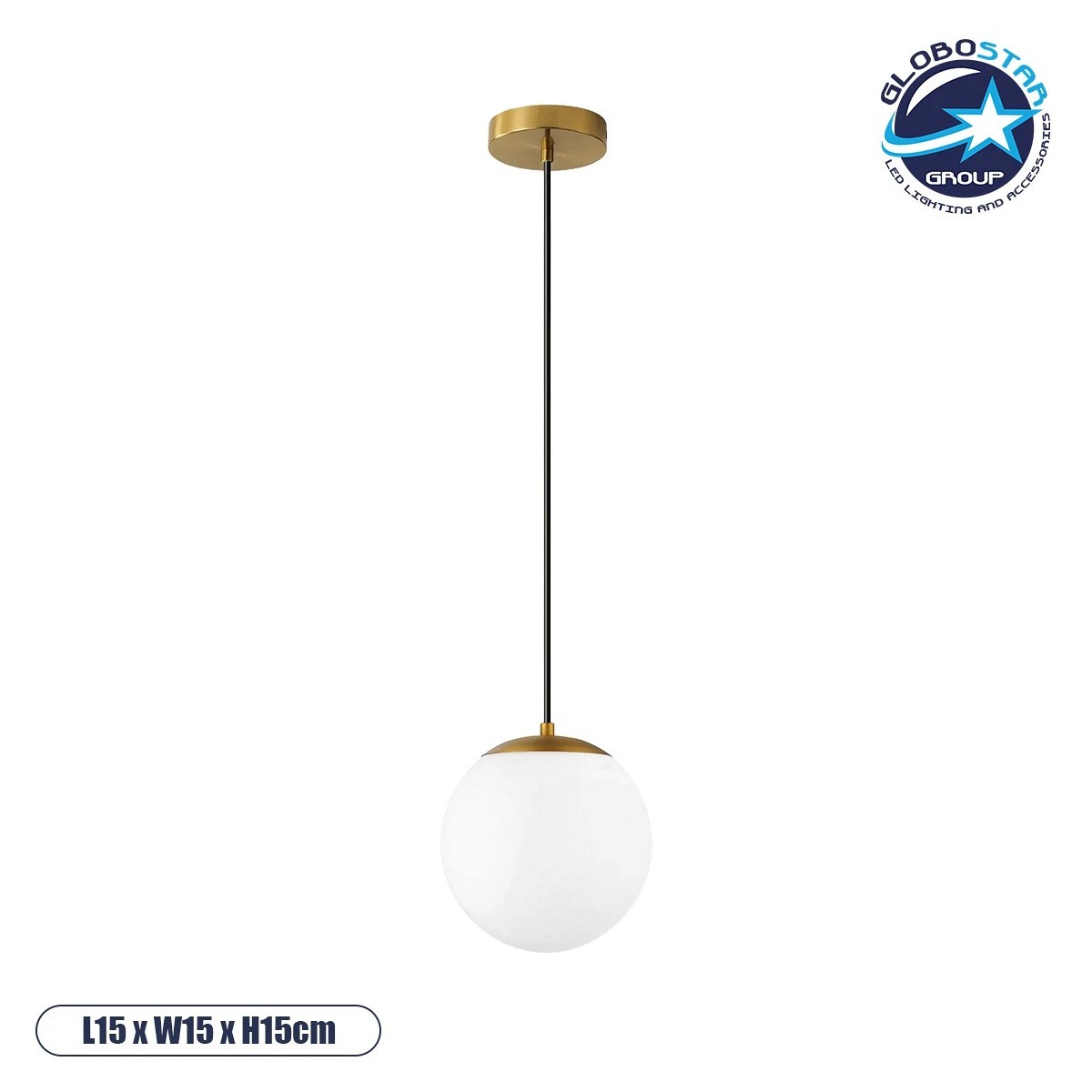 GLOBOSTAR® GLOBIDIO 204-0195 Μοντέρνο Κρεμαστό Φωτιστικό Οροφής με Ντουί 1 x E27 AC 220-240V IP20 - Χρύσο & Λευκό - Μ15 x Π15 x Υ15cm