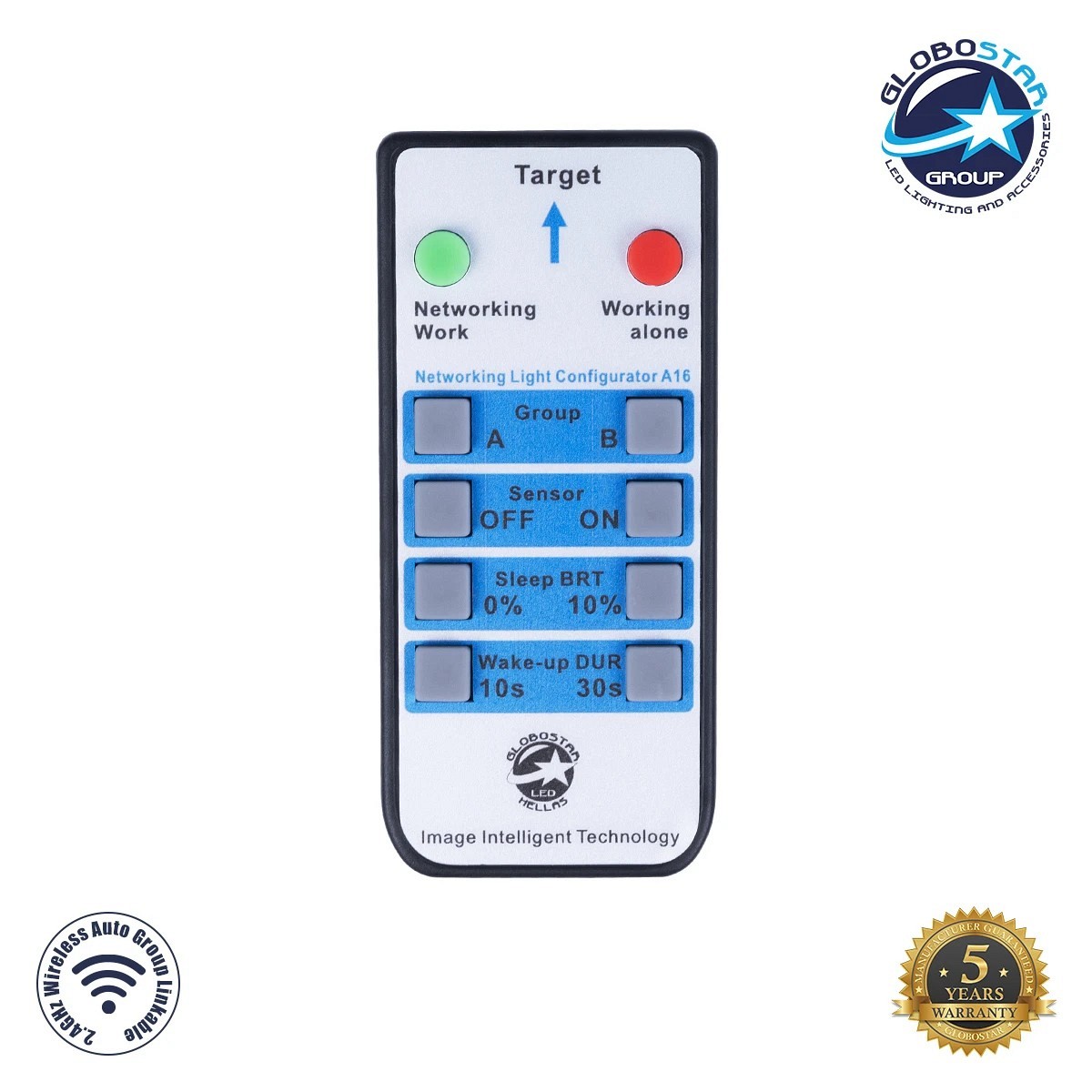 GLOBOSTAR® SMARTGROUP-REM 61703 Ασύρματο Χειριστήριο IR για όλα τα Φωτιστικά Τεχνολογίας Smart Group Linkable Control System 2.4Ghz DC 3V CR 2032 IP20 Γκρι με Μαύρο Πλαστικό ABS - Μ9 x Π4 x Υ1.5cm - 5 Χρόνια Εγγύηση