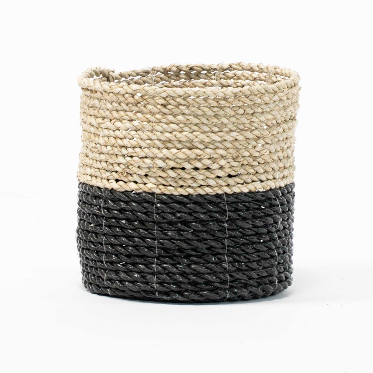 Supergreens Καλάθι πλεκτό \"Grass\" Φυσικό & Μαύρο 16x16x15 εκ.