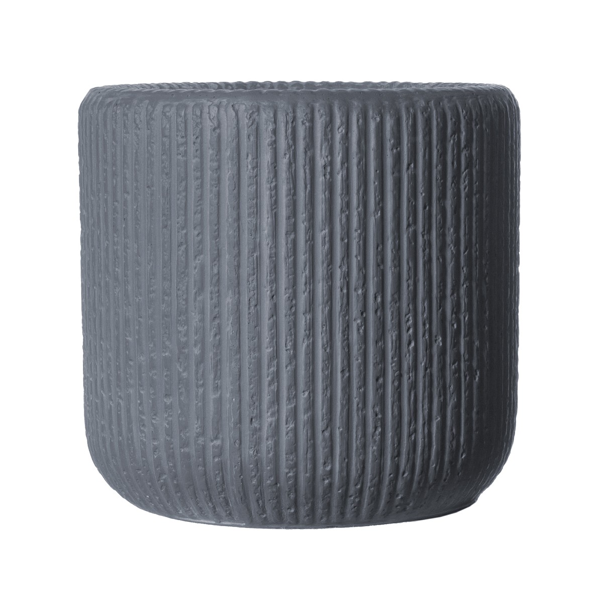 Supergreens Γλάστρα Πήλινη Στρογγυλή \"Stripe\" Γκρι Σκούρο L 42x42x40 εκ.