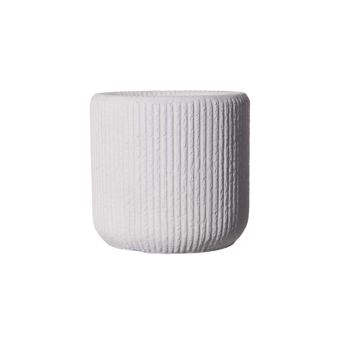 Supergreens Γλάστρα Πήλινη Στρογγυλή \"Stripe\" Λευκή S 27x27x25 εκ.