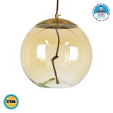 GLOBOSTAR® AXTON 00748 Μοντέρνο Κρεμαστό Φωτιστικό Οροφής LED 5W 500lm 180° AC 220-240V IP20 Θερμό Λευκό 2700K - Sanan SMD Chip - Χρυσό & Μελί - Μ30 x Π30 x Υ30cm - 2 Xρόνια Εγγύηση