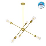 GLOBOSTAR® ZANE 00786 Μοντέρνο Φωτιστικό Οροφής με Ντουί 6 x E27 AC 220-240V IP20 - Χρυσό - Μ70 x Π70 x Υ100cm