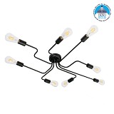 GLOBOSTAR® LIBERTA 00840 Μοντέρνο Φωτιστικό Οροφής με Ντουί 8 x E27 AC 220-240V IP20 - Μαύρο - Μ102 x Π72 x Υ10.5cm