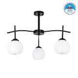 GLOBOSTAR® LUNA 01087 Μοντέρνο Φωτιστικό Οροφής με Ντουί 3 x E27 AC 220-240V IP20 - Λευκό & Μαύρο - Μ45 x Π45 x Υ40cm