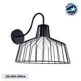 GLOBOSTAR® TRIUMPH 01117 Vintage Φωτιστικό Τοίχου - Απλίκα με Ντουί 1 x E27 AC 220-240V IP20 - Μαύρο - Μ30 x Π36 x Υ30cm