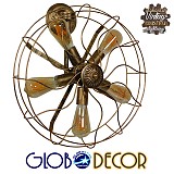 GLOBOSTAR® FAN 01381 Vintage Φωτιστικό Τοίχου - Απλίκα με Ντουί 5 x E27 AC 220-240V IP20 - Μπρούτζινο - Μ46 x Π22 x Υ46cm