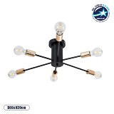 GLOBOSTAR® OLINDA 01384 Μοντέρνο Φωτιστικό Οροφής με Ντουί 6 x E27 AC 220-240V IP20 - Μαύρο & Χάλκινο - Μ60 x Π60 x Υ20cm