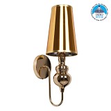 GLOBOSTAR® LAURA 01497 Μοντέρνο Φωτιστικό Τοίχου - Απλίκα με Ντουί 1 x E27 AC 220-240V IP20 - Χρυσό - Μ21 x Π15 x Y48cm