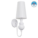 GLOBOSTAR® LAURA 01499 Μοντέρνο Φωτιστικό Τοίχου - Απλίκα με Ντουί 1 x E27 AC 220-240V IP20 - Λευκό - Μ21 x Π15 x Y48cm