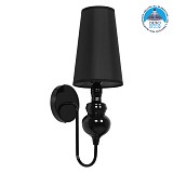 GLOBOSTAR® LAURA 01500 Μοντέρνο Φωτιστικό Τοίχου - Απλίκα με Ντουί 1 x E27 AC 220-240V IP20 - Μαύρο - Μ21 x Π15 x Y48cm