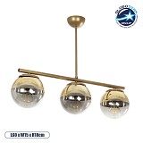 GLOBOSTAR® CITY 202-0045 Μοντέρνο Φωτιστικό Οροφής με Ντουί 3 x E27 AC 220-240V IP20 - Διάφανο & Χρυσό - Μ55 x Π15 x Υ43cm